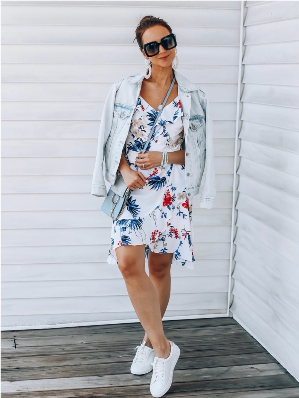 Banana Republic White Floral Mini Skirt with Blue & Red Print Petite Size 8